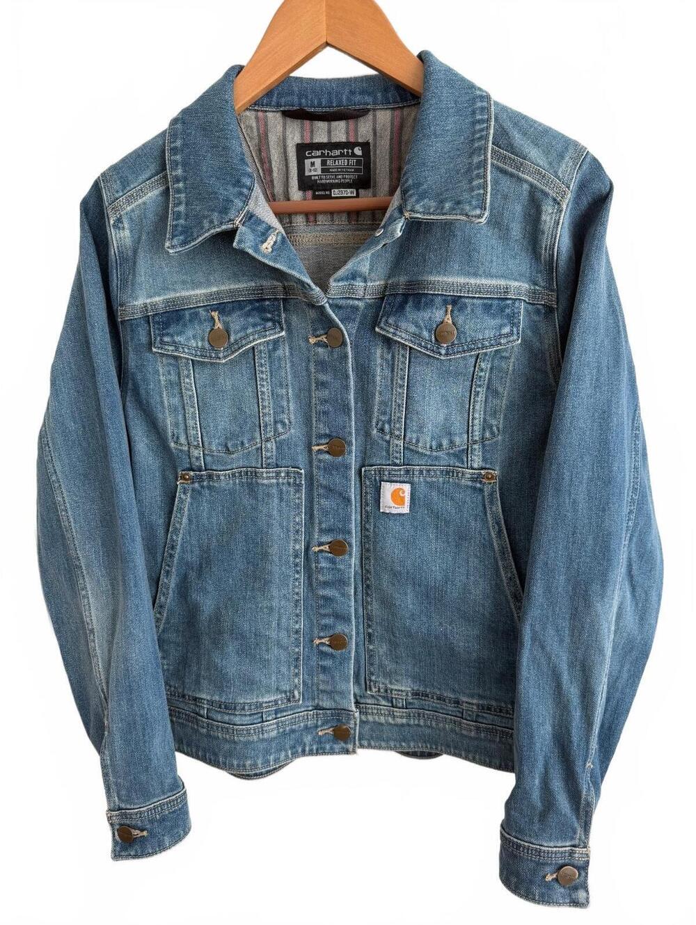 Carhartt Women's Rugged Flex Relaxed Fit Denim Jacket, Medium Wash, Size M
